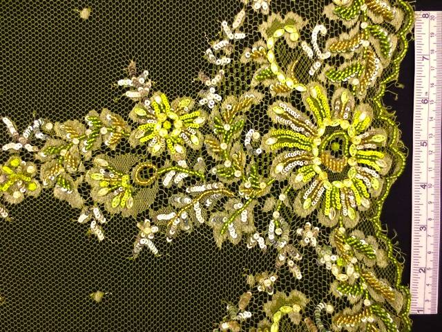 Beaded Metallic Chantilly Lace0