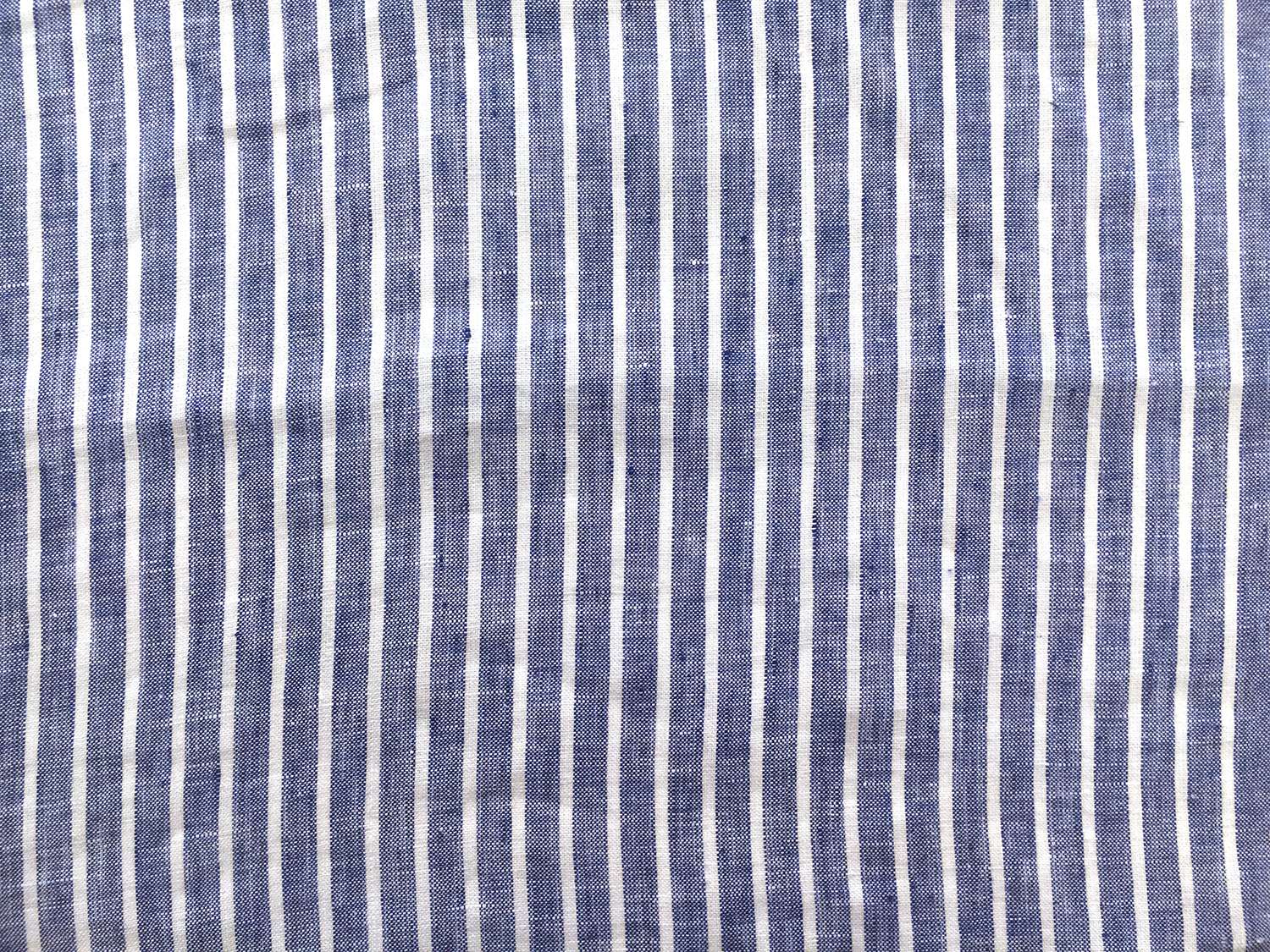 Linen Handkerchief Woven Stripe in Royal0