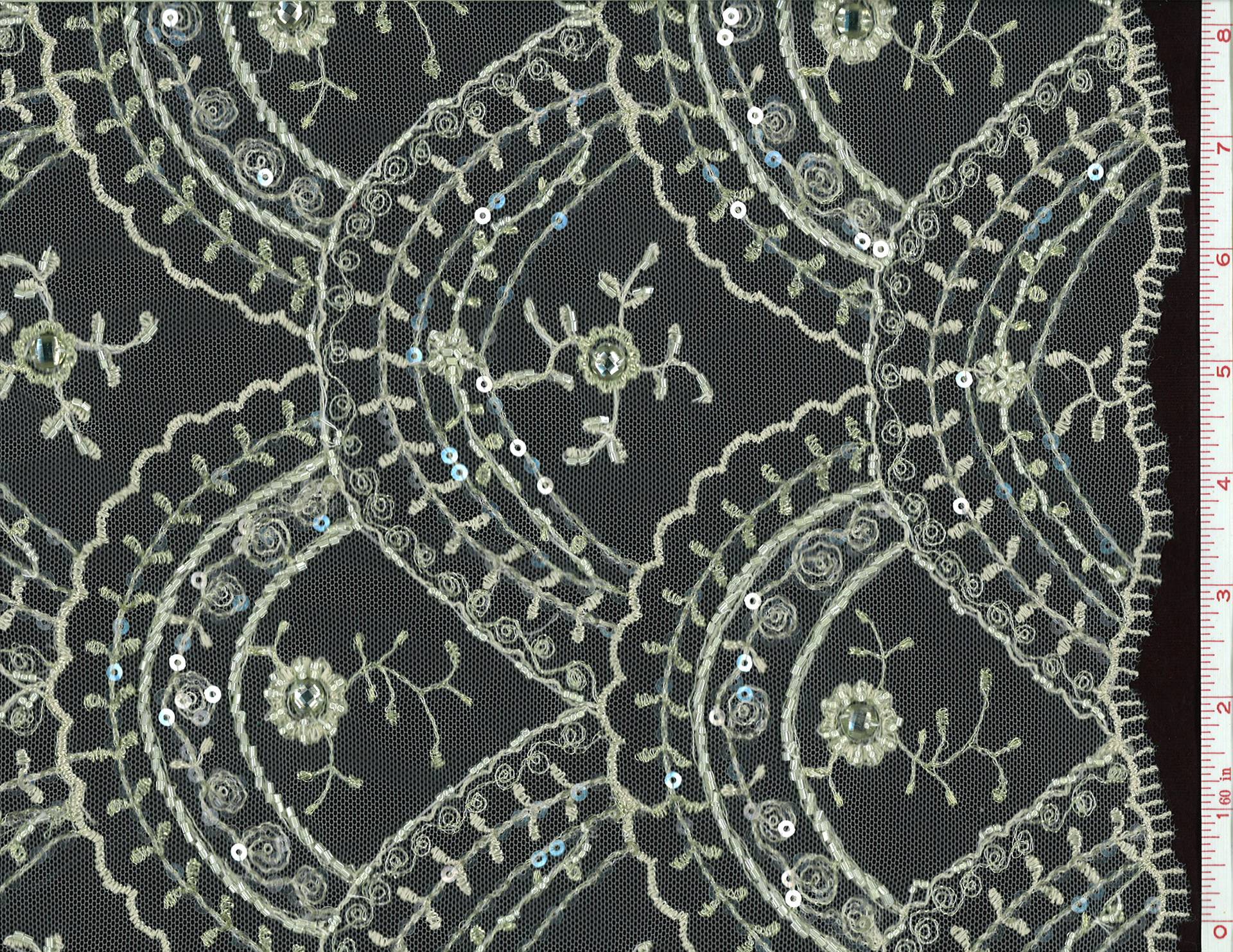 BEADED METALLIC EMBROIDERED ILLUSION0