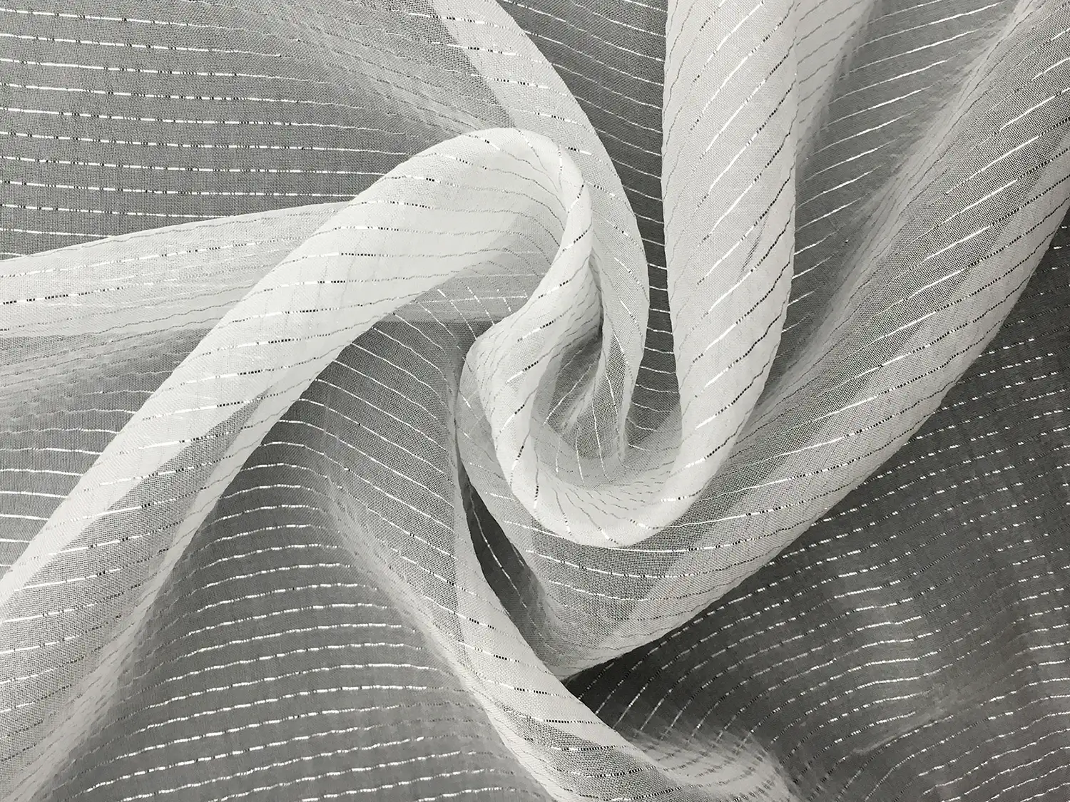 Silver Metallic Striped Silk Chiffon0