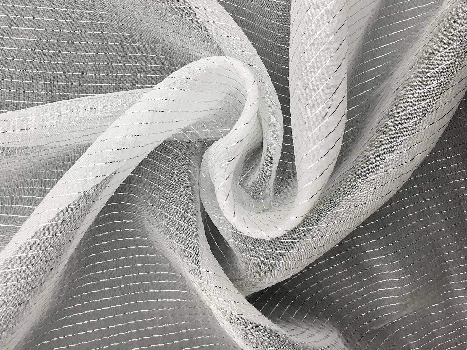 Silver Metallic Striped Silk Chiffon0