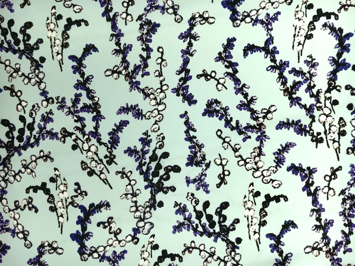 Printed Polyester Blend Twill with Lavender Sprigs0