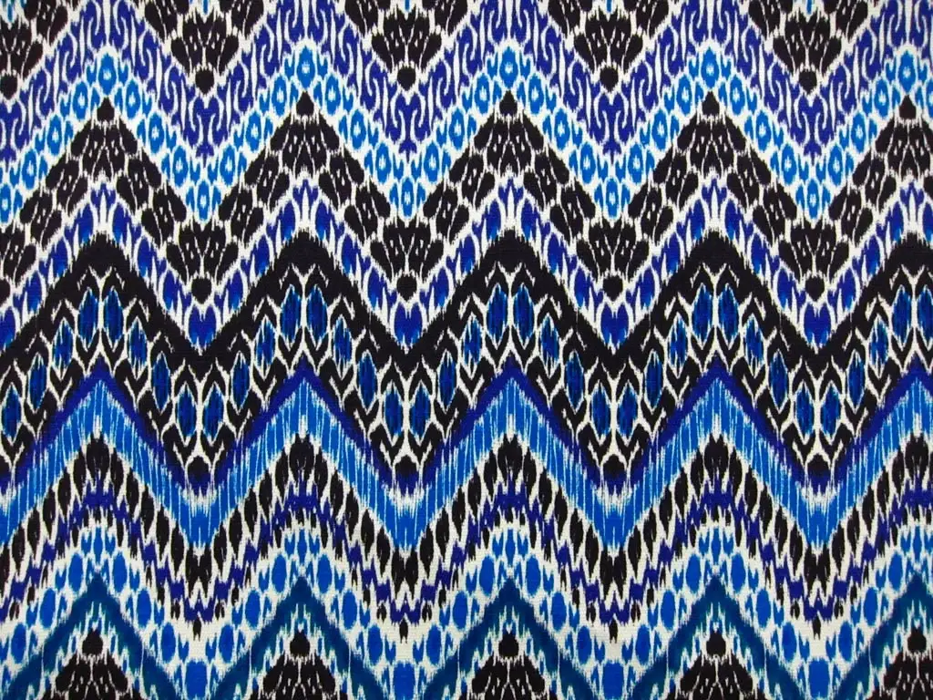 Linen Upholstery Multi Zig Zag Ikat Print0