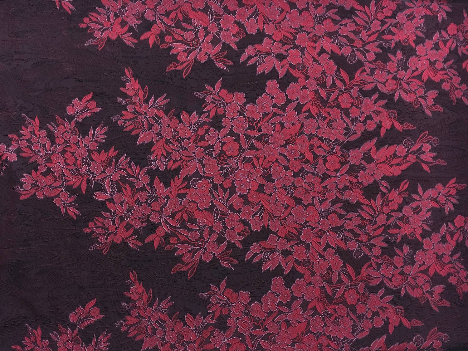 Silk Blend Metallic Cloqué Panel with Large Florals and Abstract Swirls0