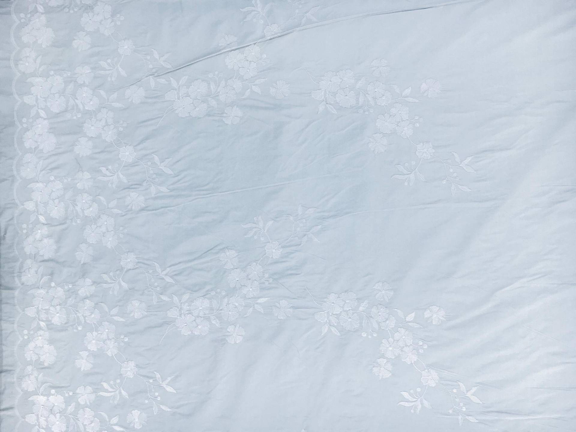 Silk Taffeta with an Embroidered Scallop and Floral Degradé0