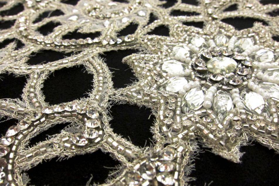 Crystal and Beads on Cut Metallic Embroidered Silk Chiffon2