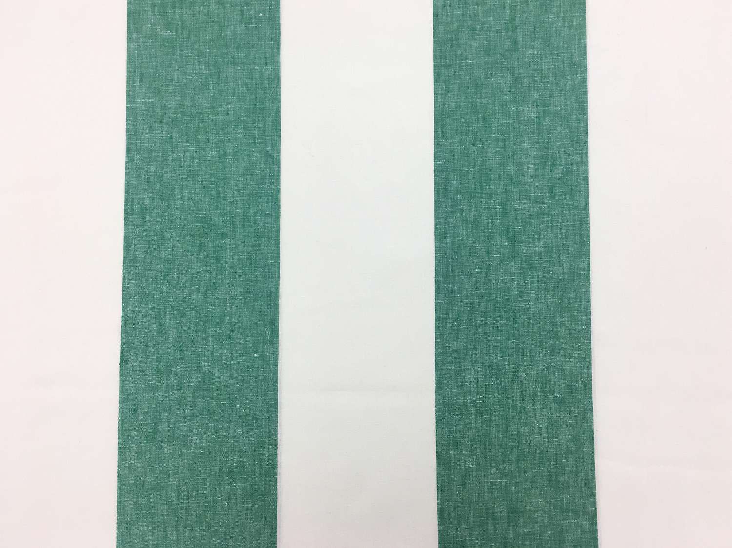 Linen Wide Stripe in Ivory and Green0