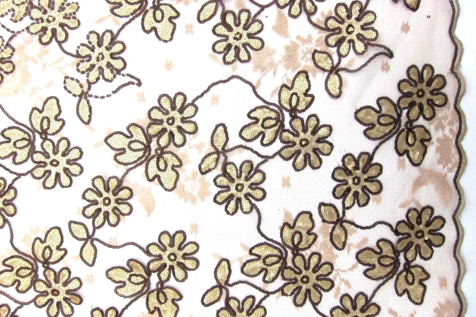 Sequins on Embroidered Tulle0