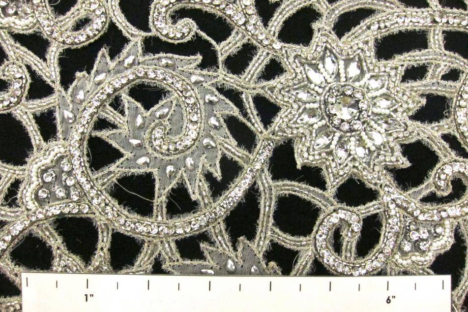 Crystal and Beads on Cut Metallic Embroidered Silk Chiffon1