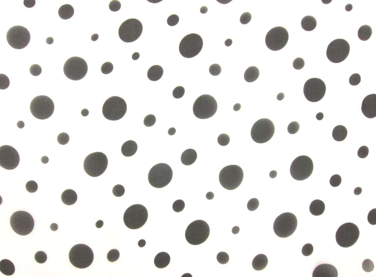 Printed Silk Chiffon Black Dot On White Background