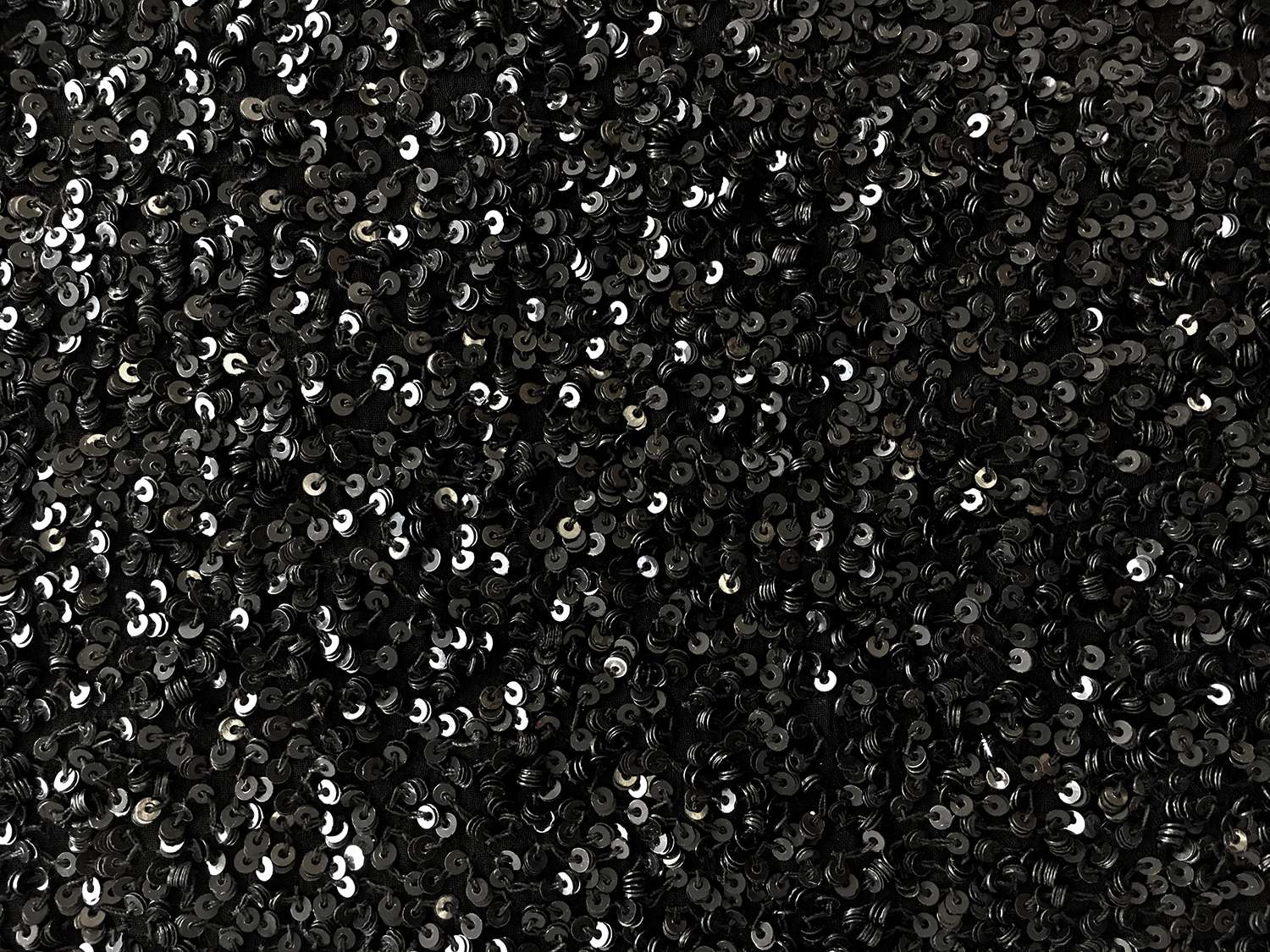 Shiny Black Sequins on Silk Chiffon 0