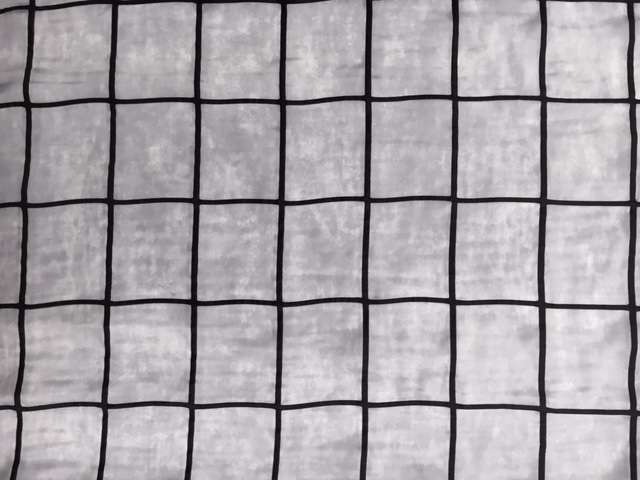 Silk Charmeuse Panel with Black Puff Paint Grid0
