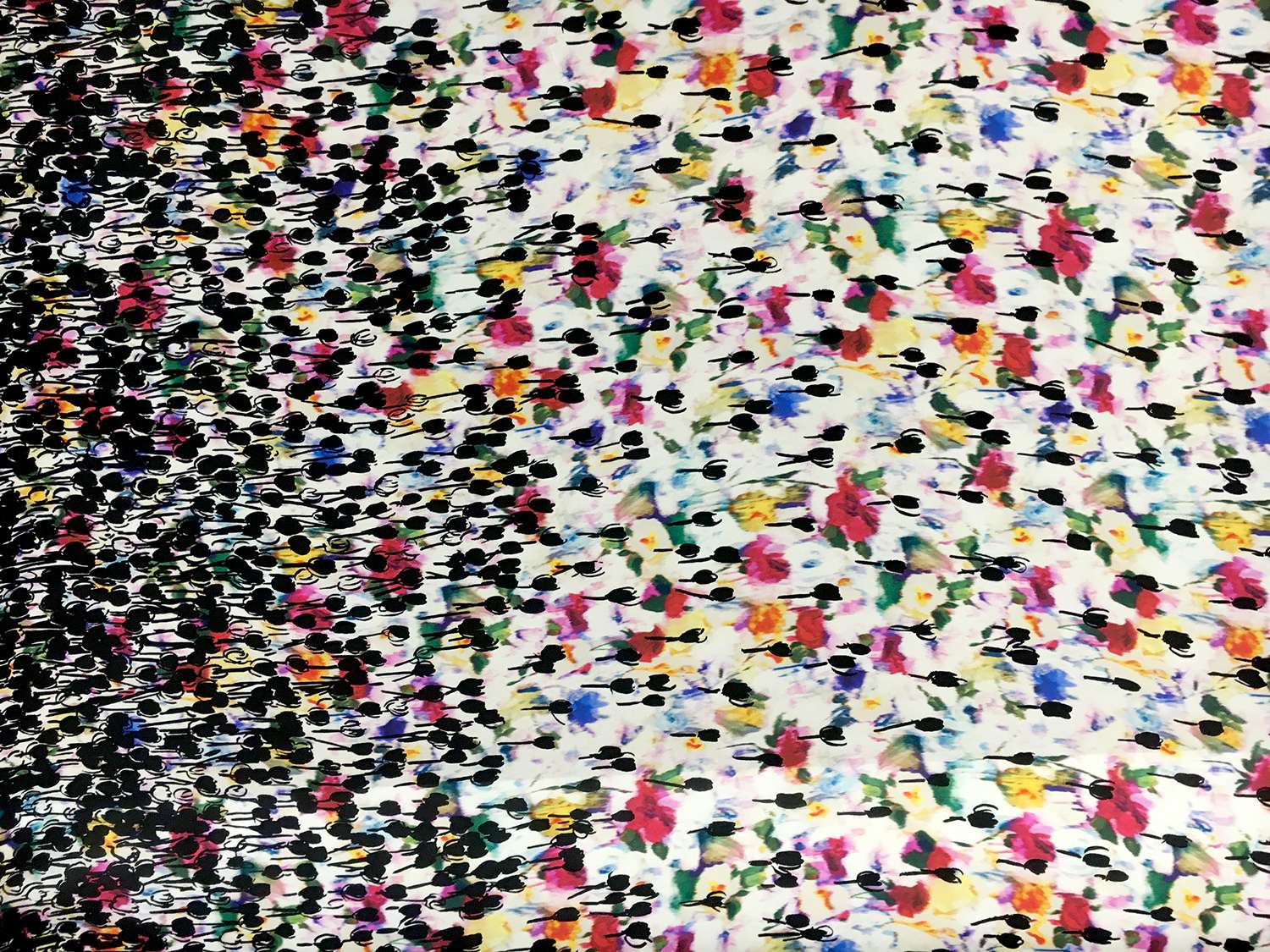 Printed Silk Gazar with Degradé Abstract Tulips0