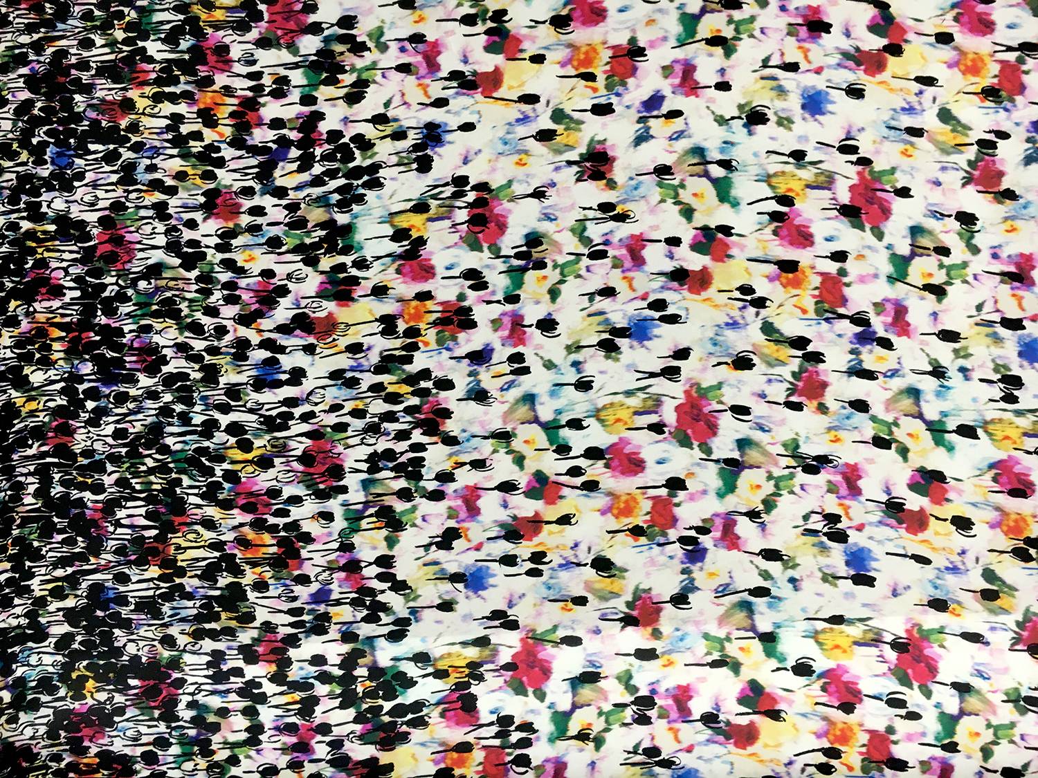 Printed Silk Gazar with Degradé Abstract Tulips0