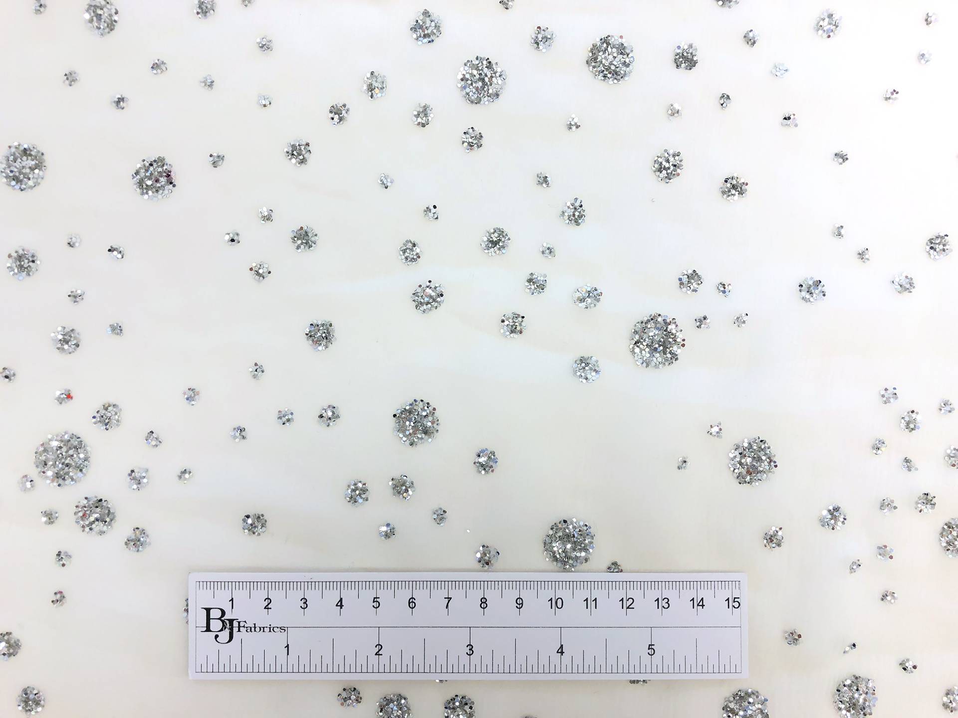 Flocked Glitter on White Silk Chiffon 3