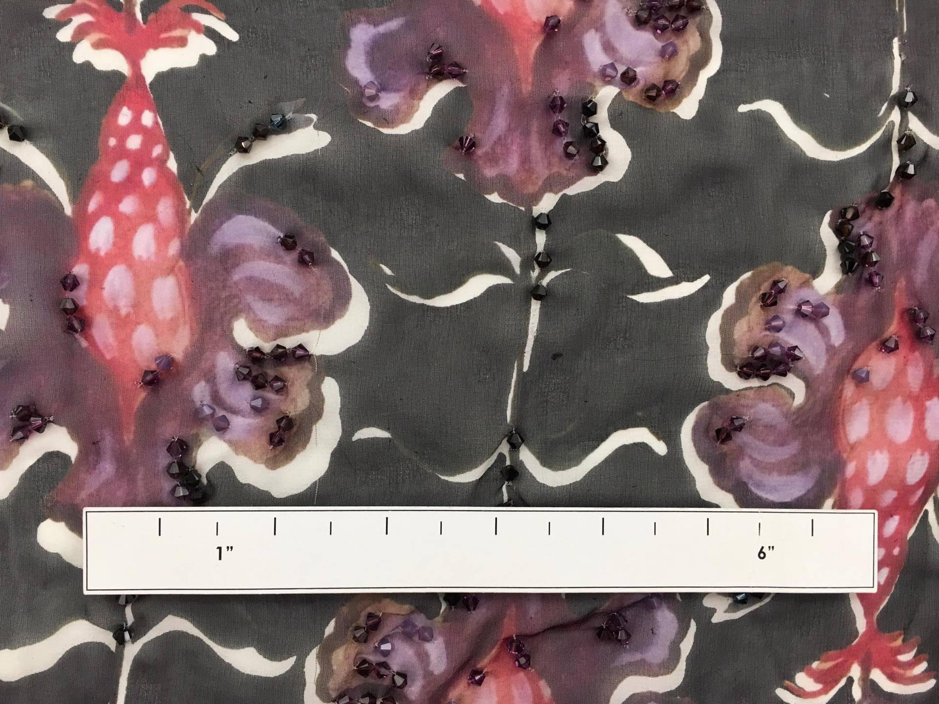 Printed Silk Chiffon with Beaded Swarovski Crystals Panel1