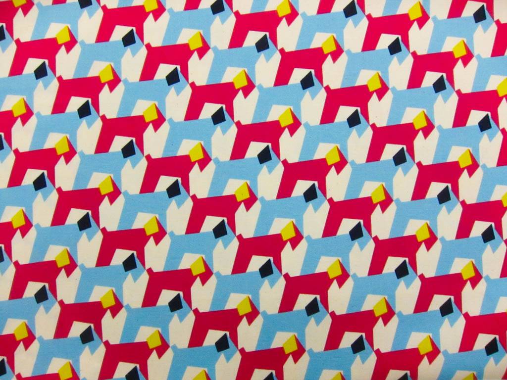 Japanese Cotton Light Canvas Dogs Print1