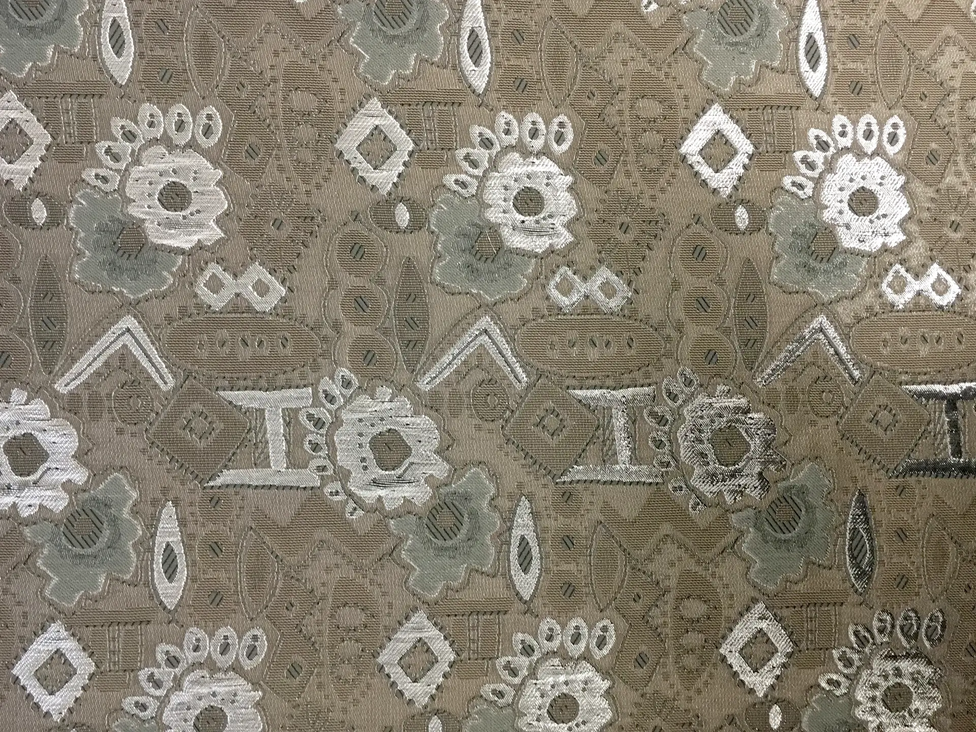 Metallic Brocade with Geometrics and Flowers0