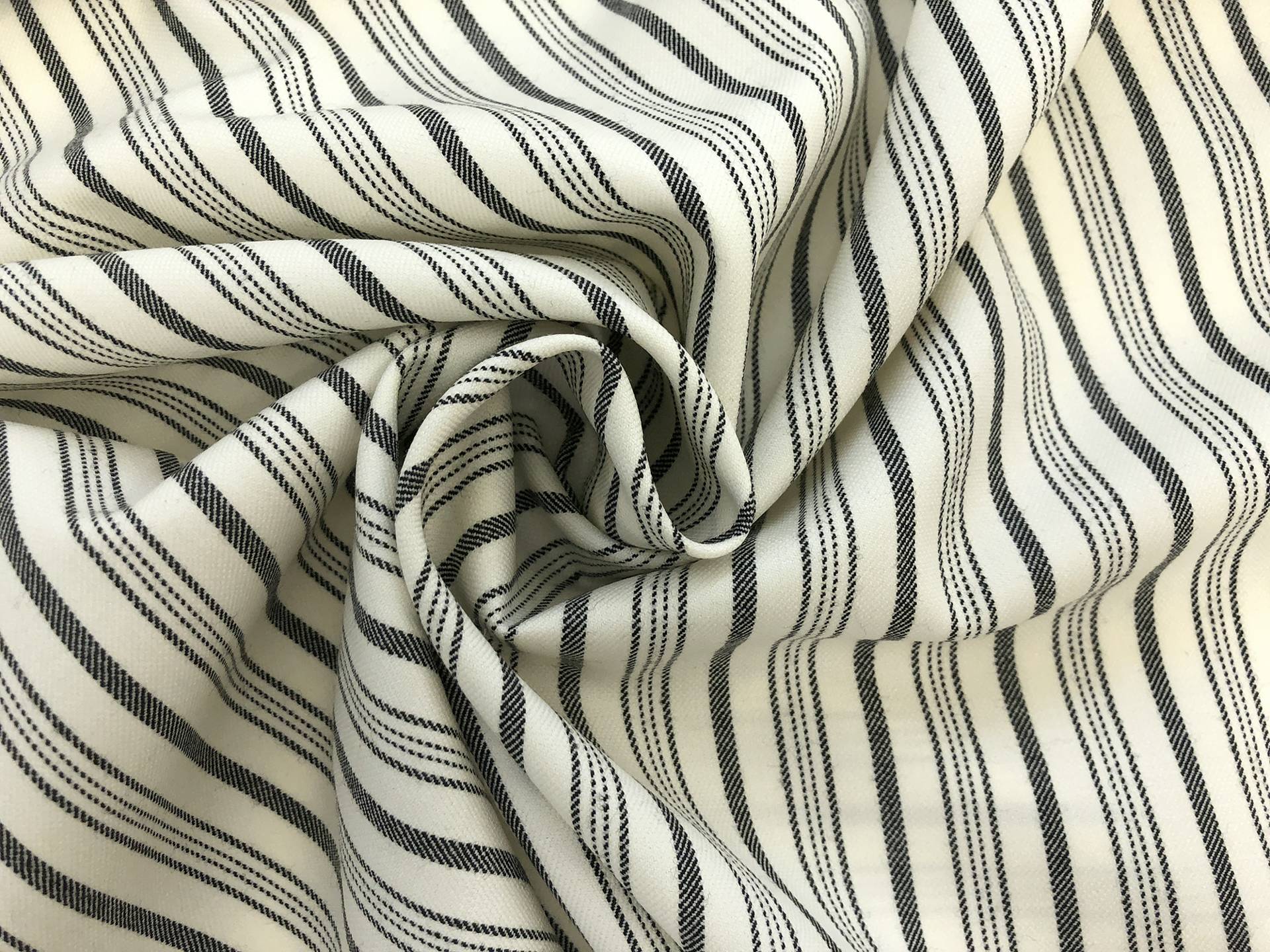 Wool Lycra Suiting Stripe in Cream and Black1