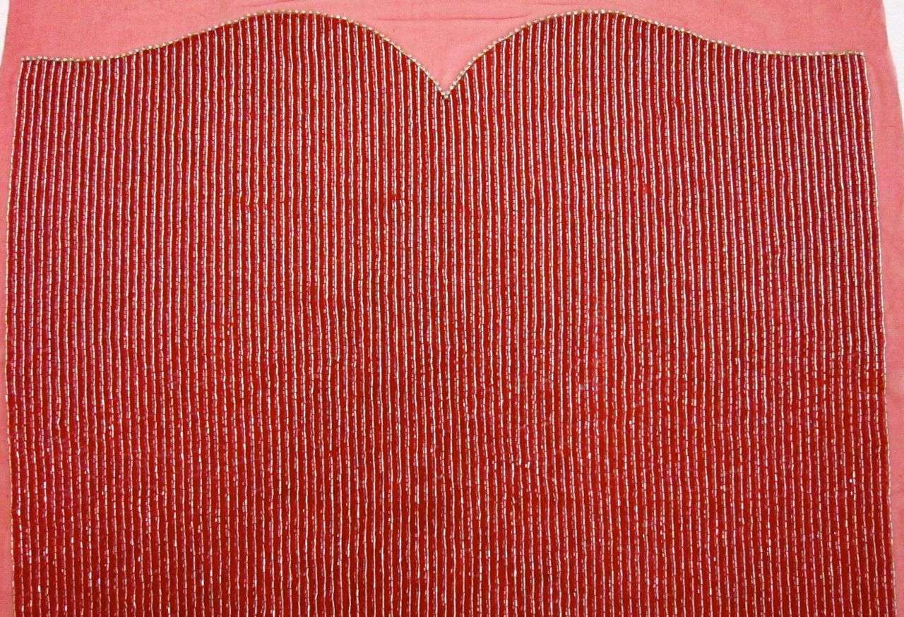 Suzanne Red Bugle Bead Embroidered Tulle Bodice 0
