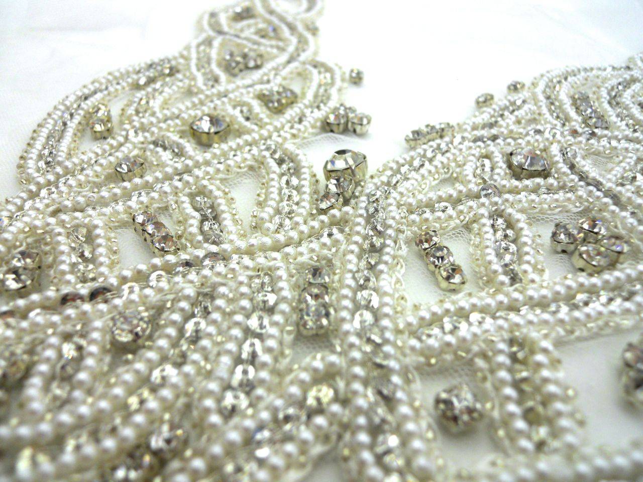 Ondine White Pearl and Crystal Beaded Bodice2