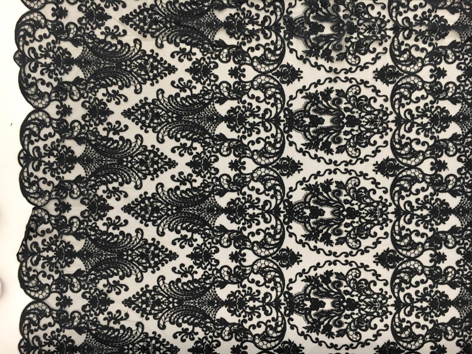 Black Embroidered Tulle with Intricate Designs 0