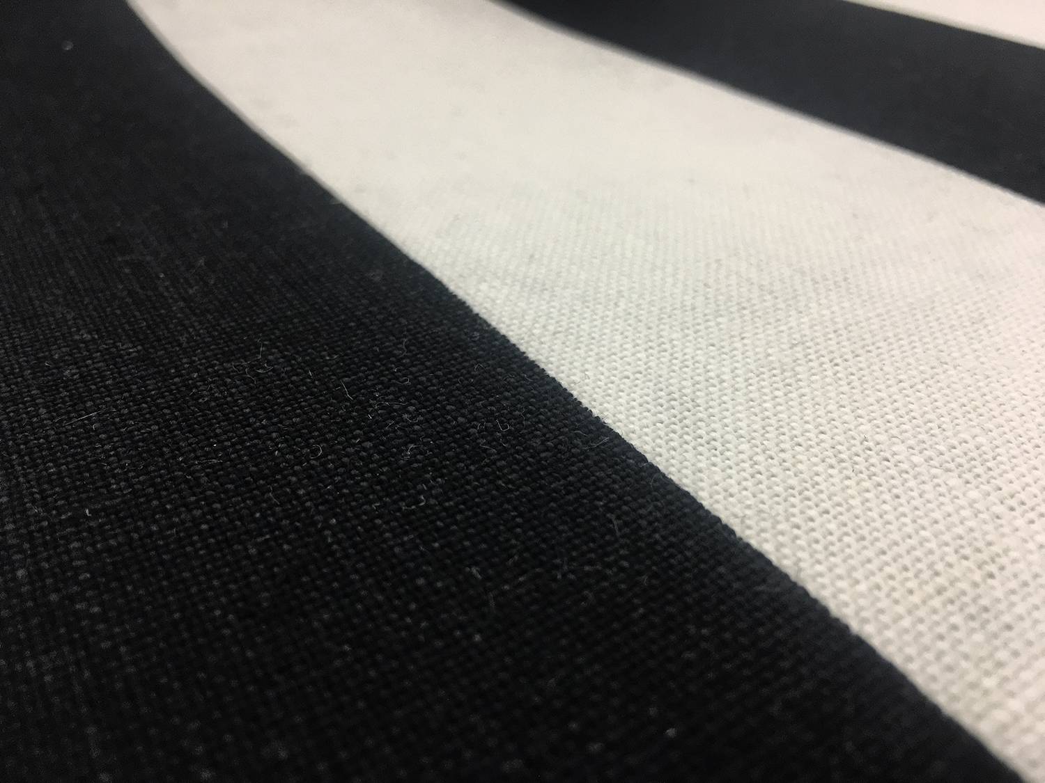 Linen Upholstery Printed Stripe in Black and Ivory2
