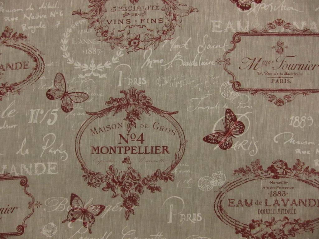 Linen Upholstery Parisian Print0