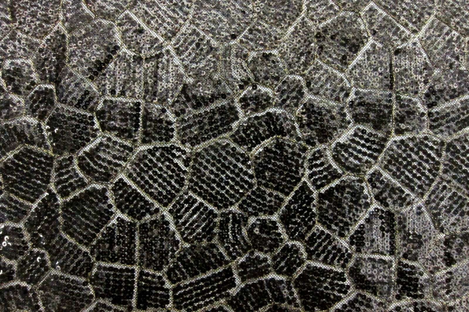 Micro Sequins on Metallic Embroidered Tulle0
