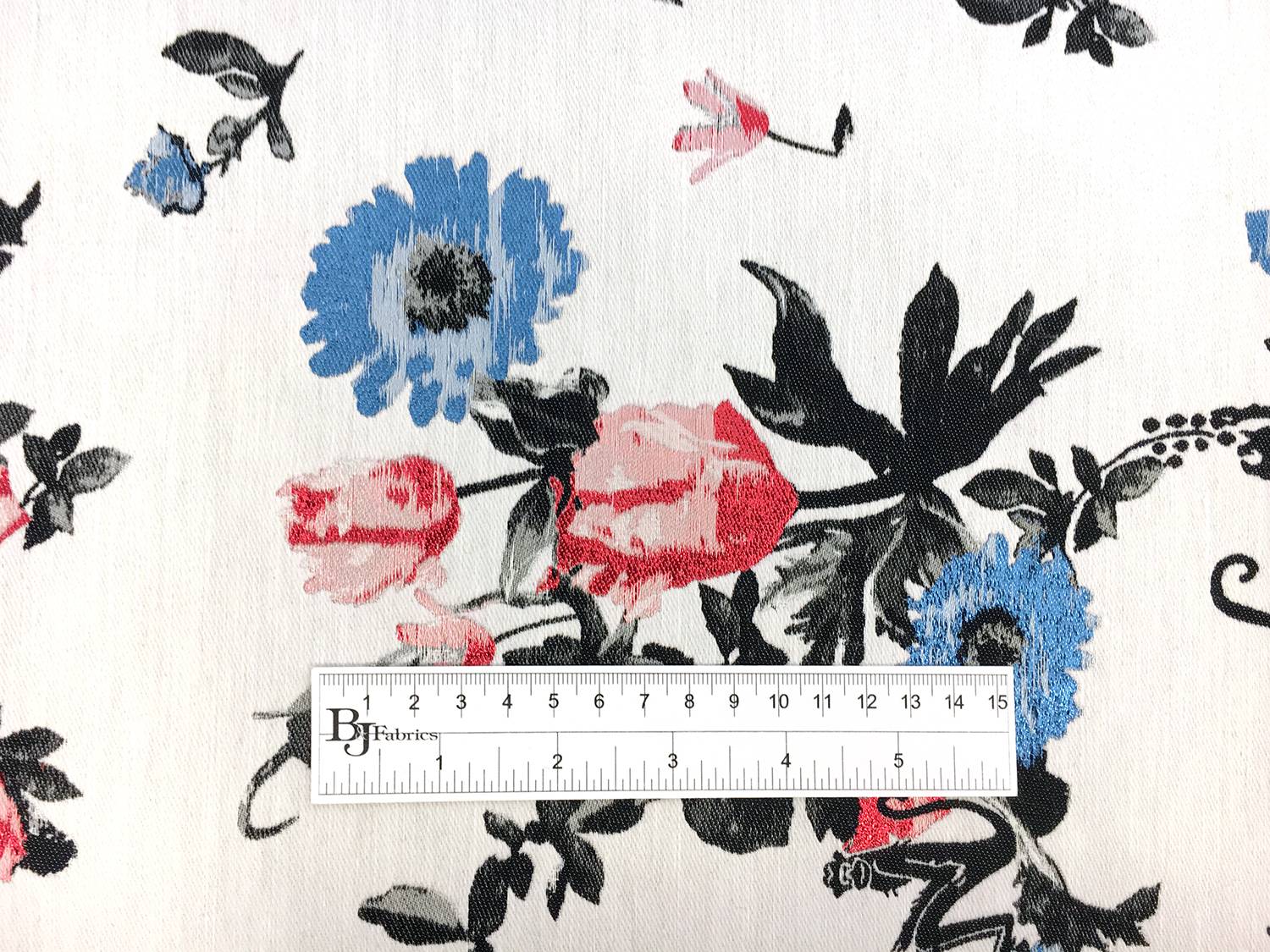 Silk and Cotton Metallic Floral Jacquard Brocade1