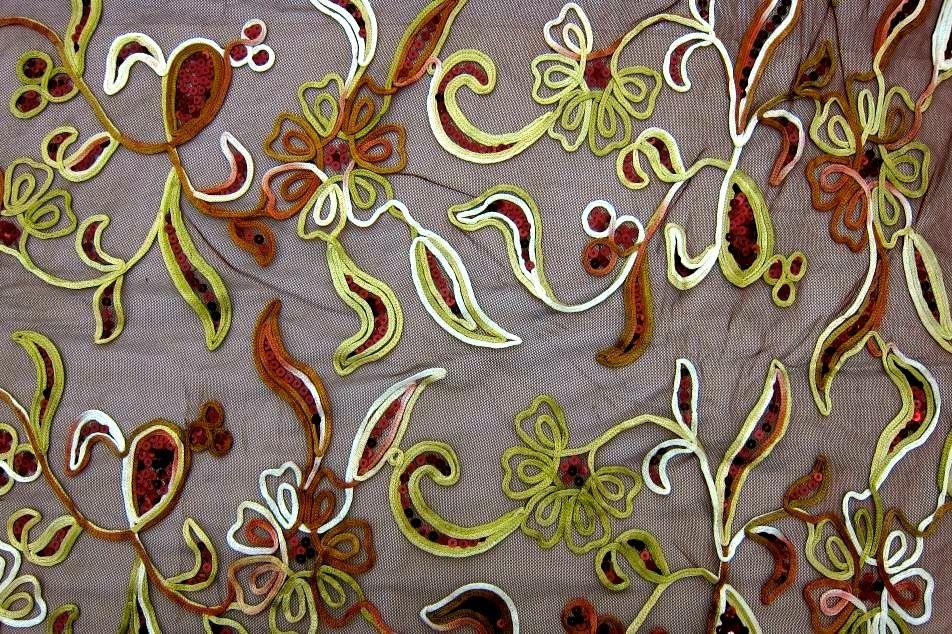 Sequins on Embroidered Stretch Tulle 0