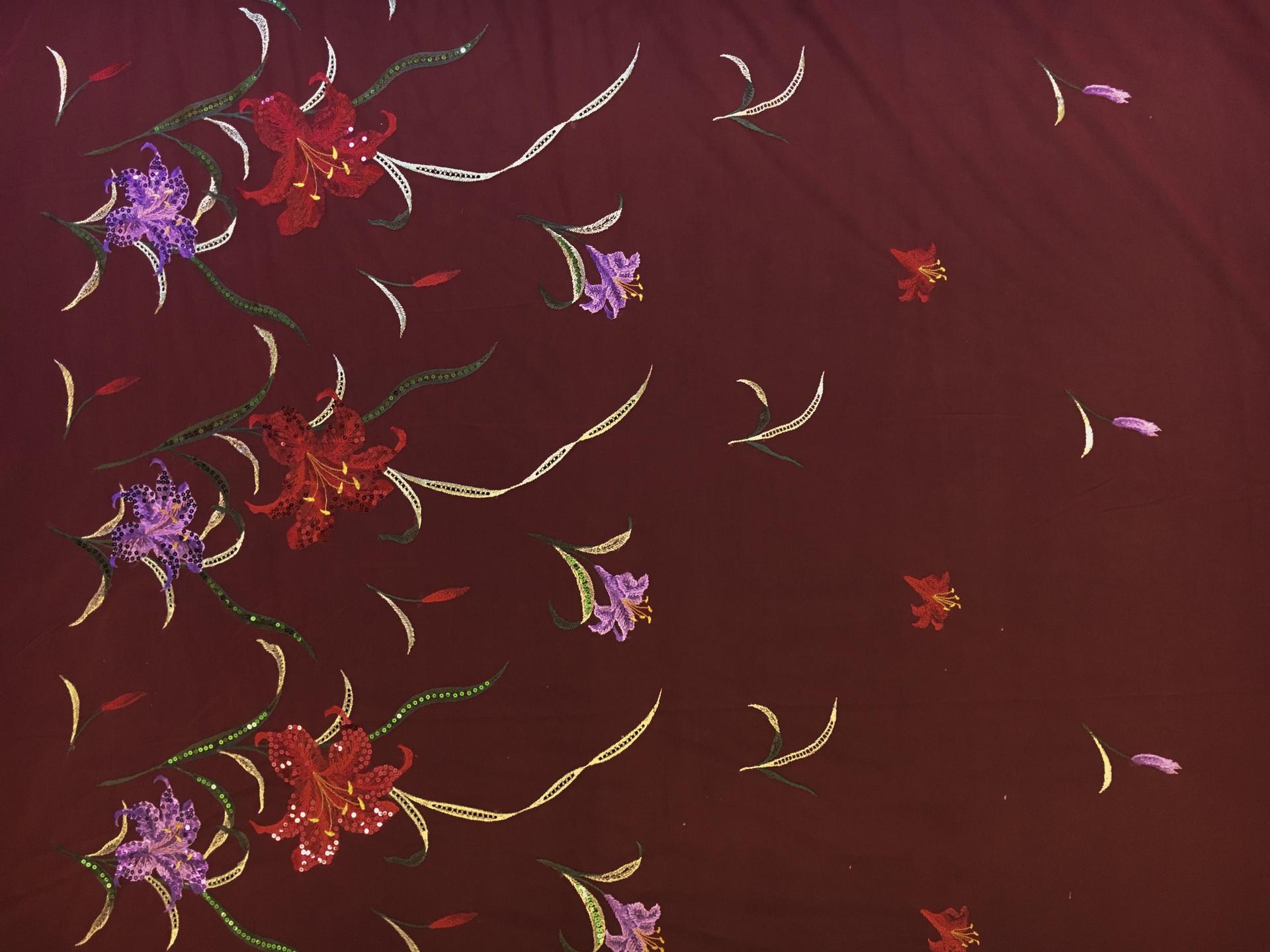 Embroidered Floral Degrade with Sequins on Tulle0