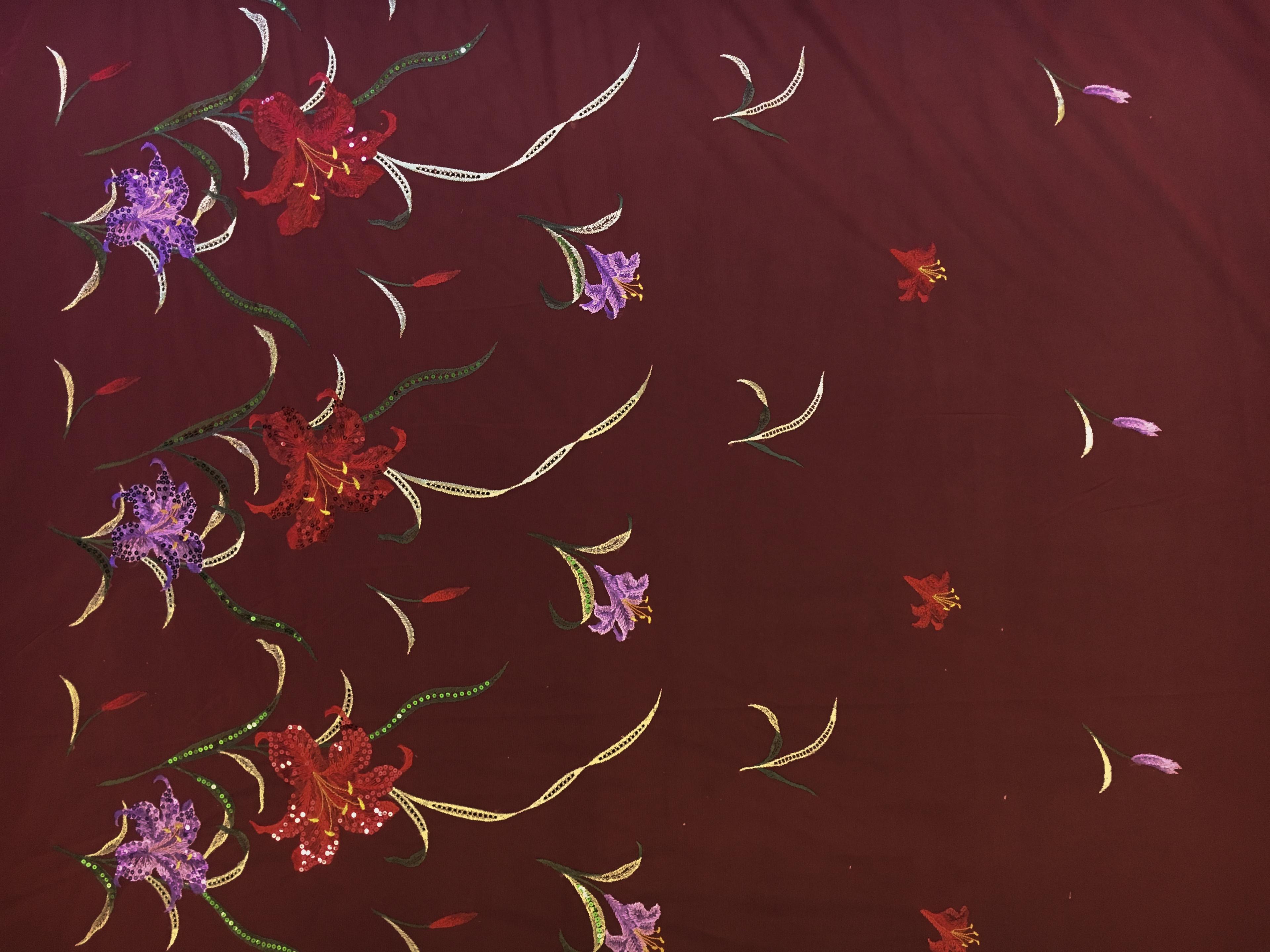 Embroidered Floral Degrade with Sequins on Tulle0