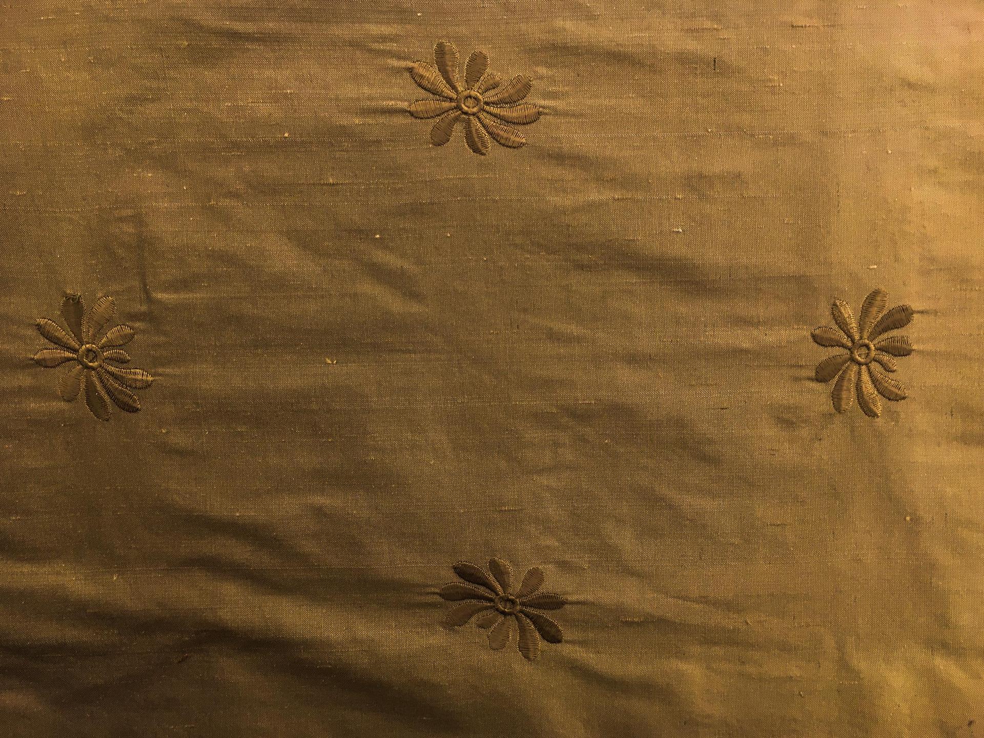 Iridescent Silk Shantung with Embroidered Flowers0