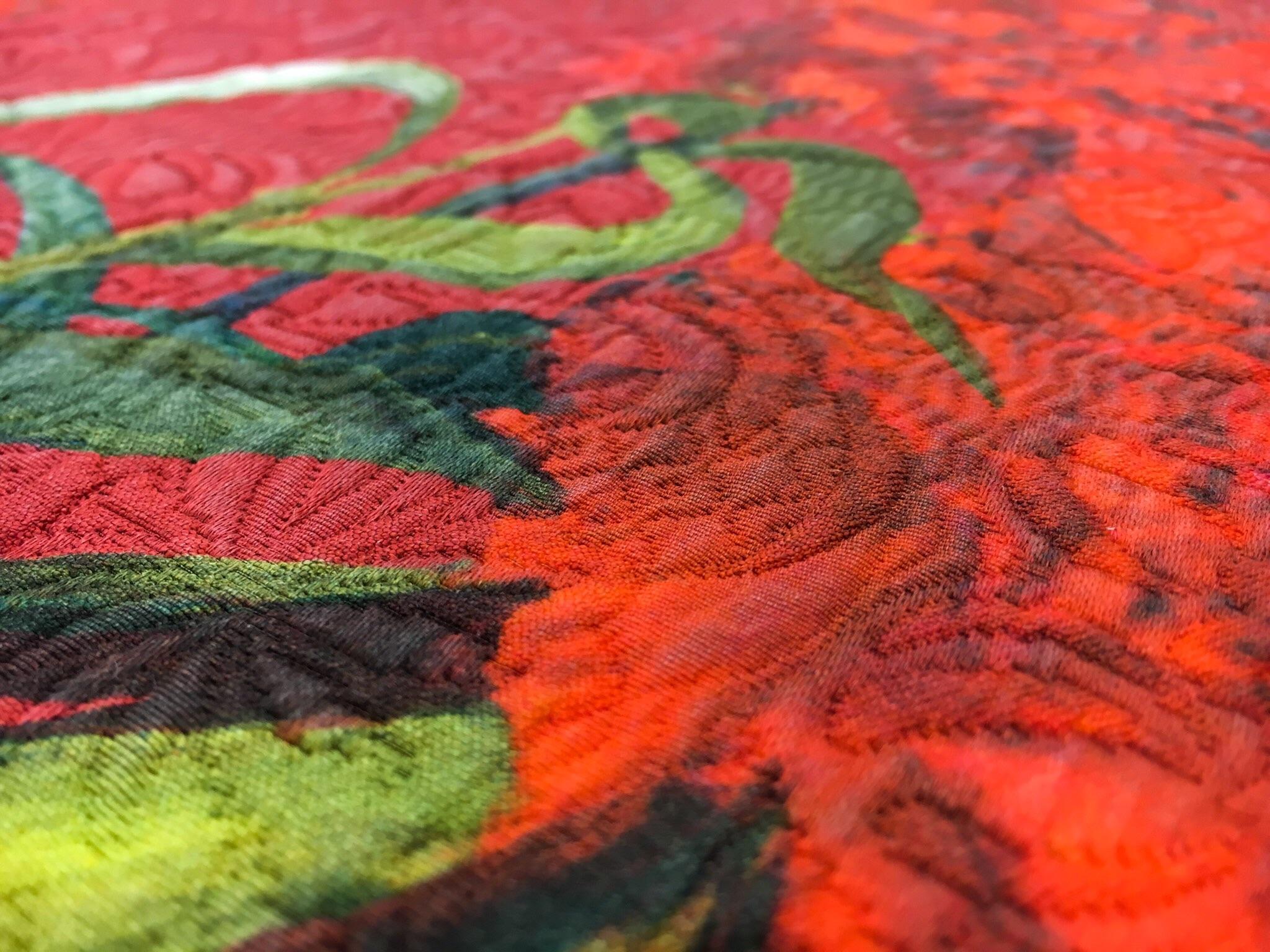 Designer Printed Cotton Viscose Brocade with Carnations2