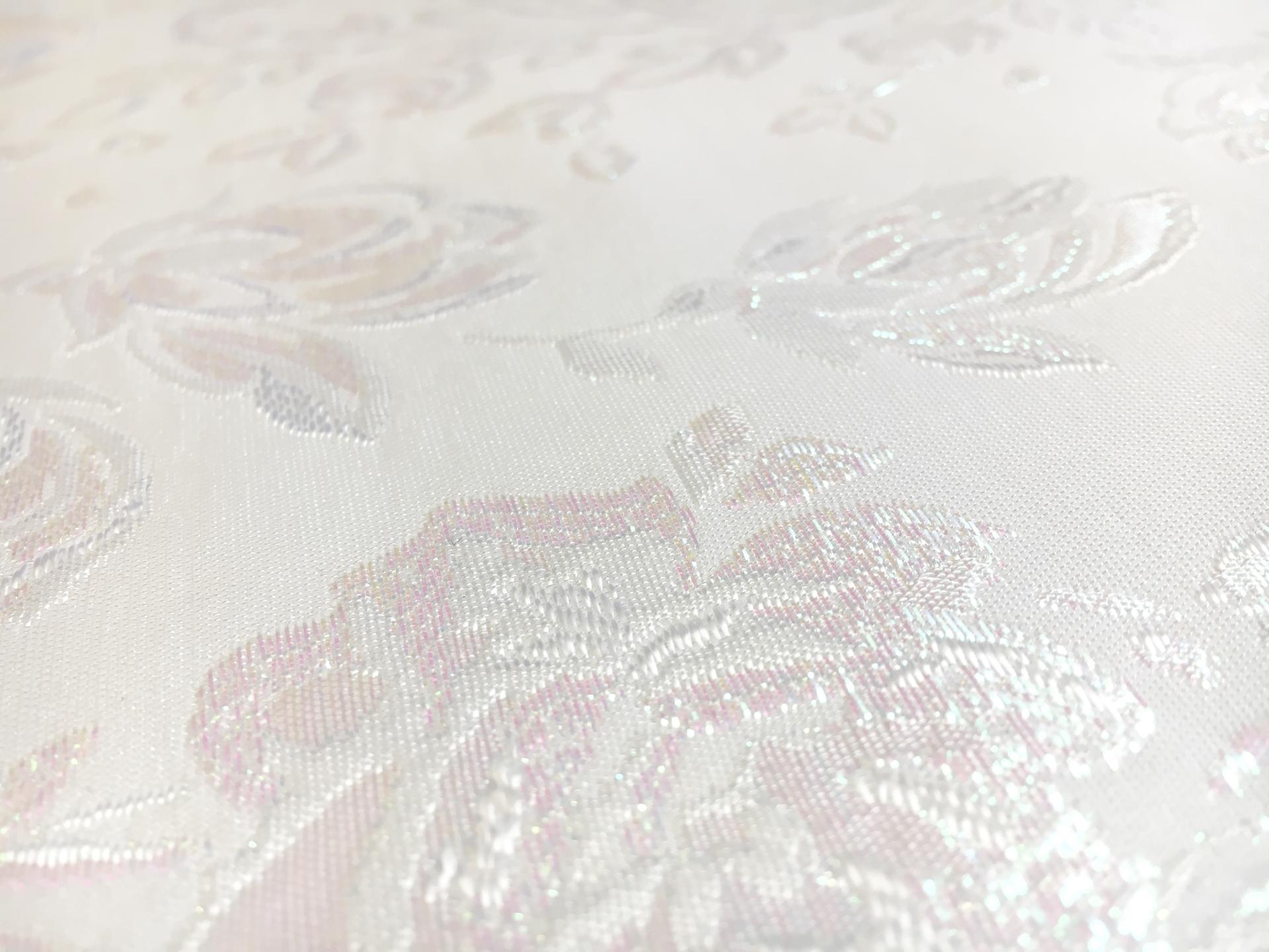 French White Brocade with Opalescent Roses0