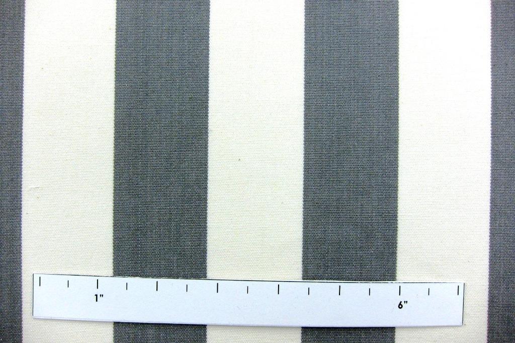 Cotton Upholstery 1.5" Stripe In Grey And White1