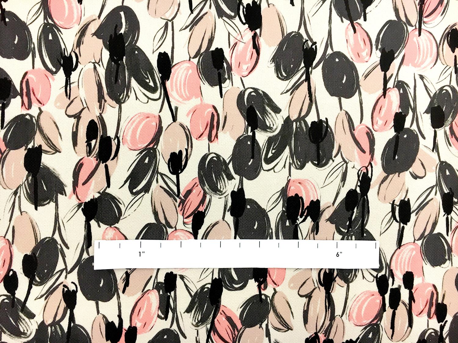 Printed Silk Gazar with Degradé Abstract Tulips2