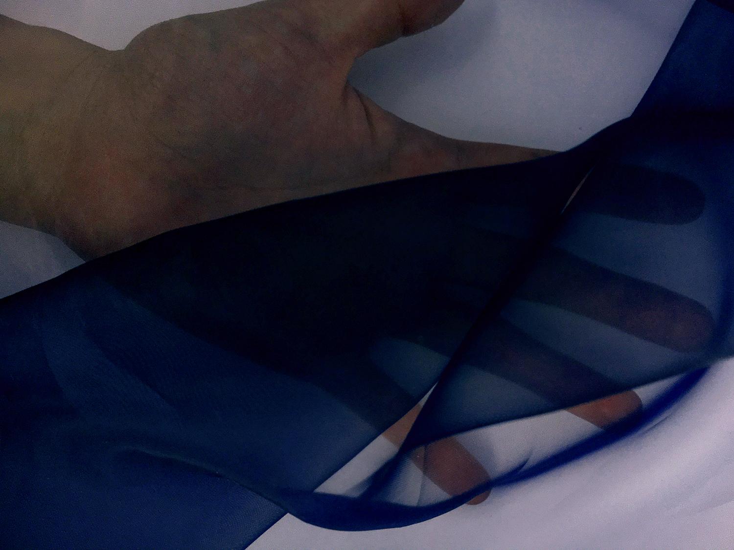 Japanese Polyester Extra Fine Organza in Dark Navy1