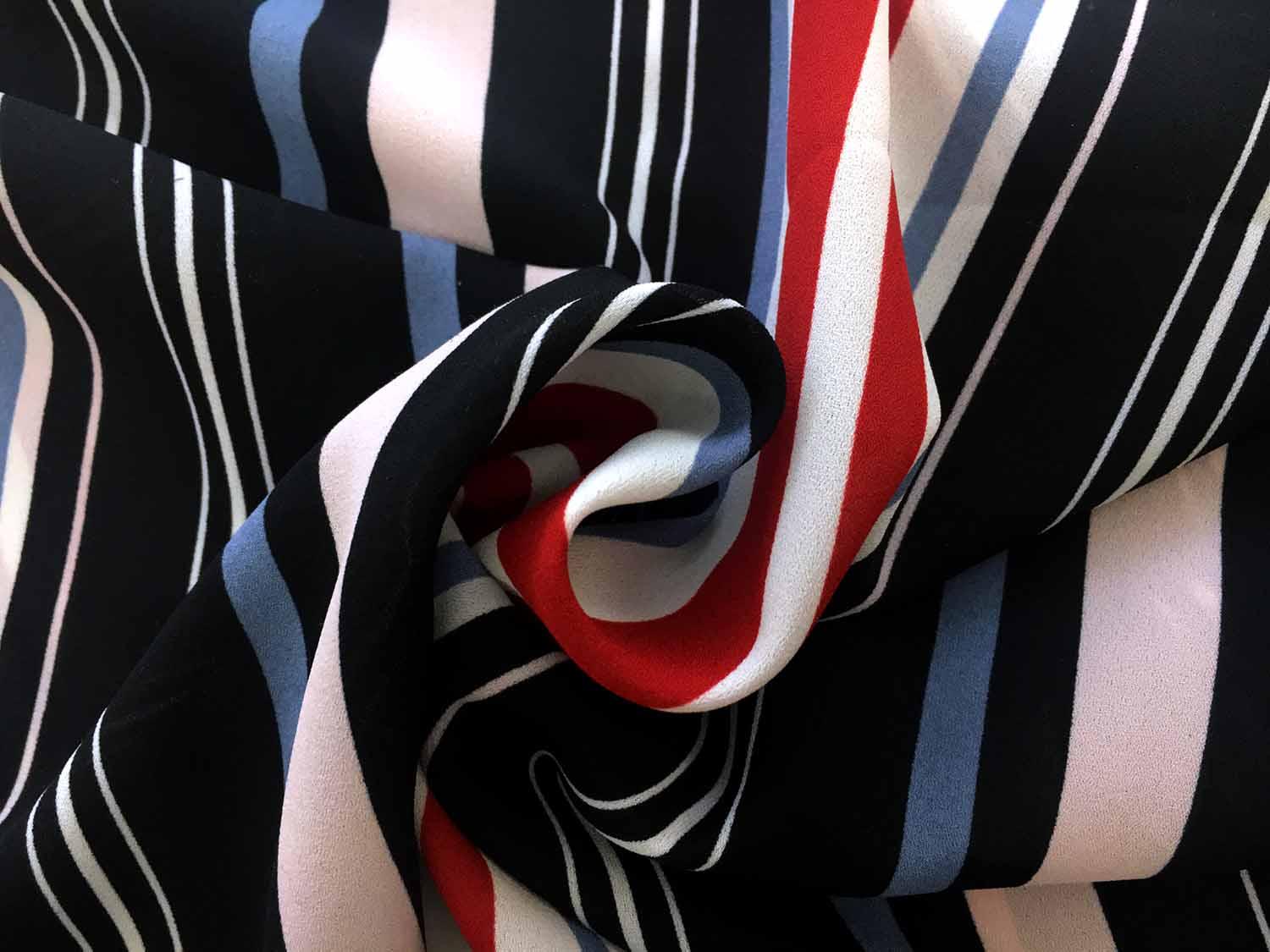 Poly Georgette Bar Code Stripe Print1