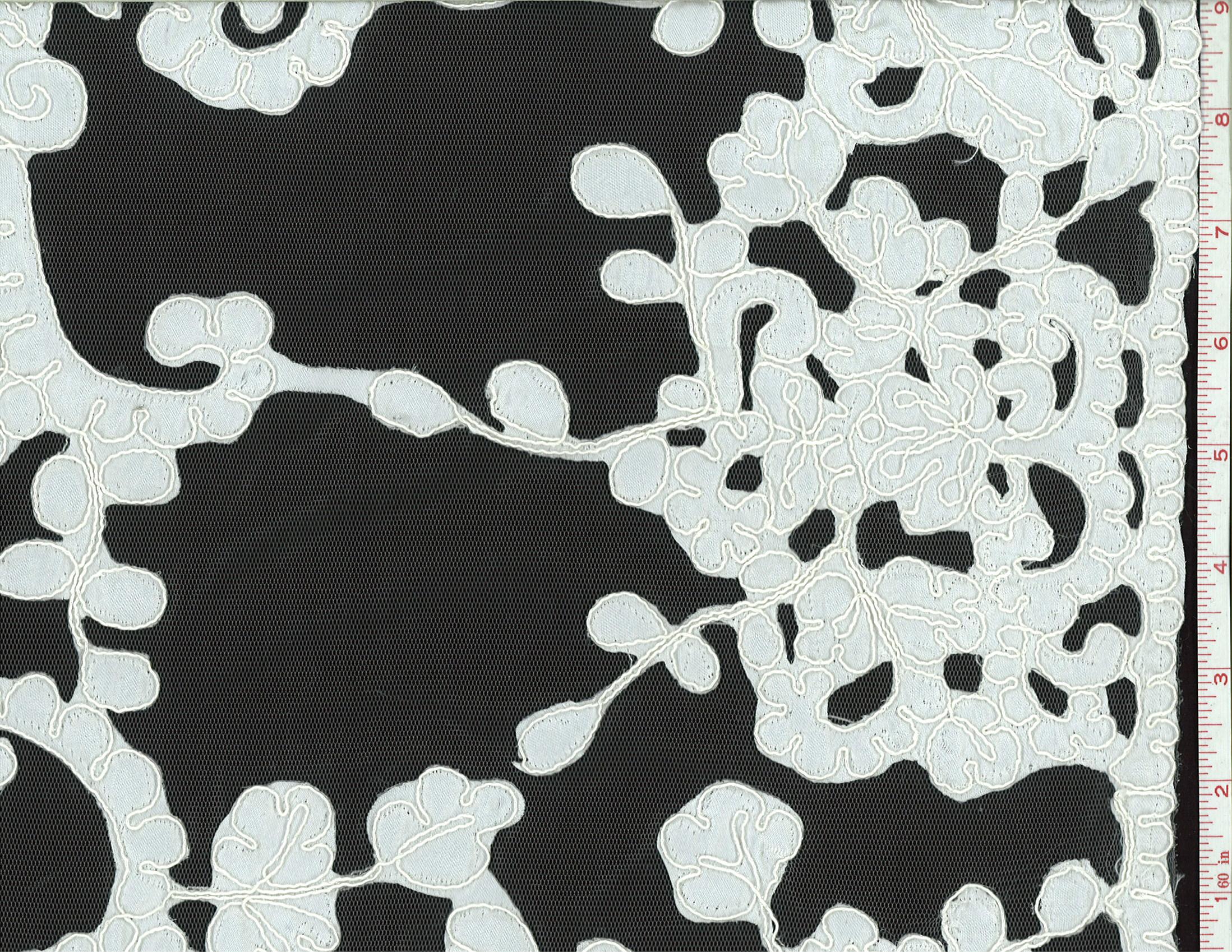 Corded Cut Satin Appliqued on Illusion0