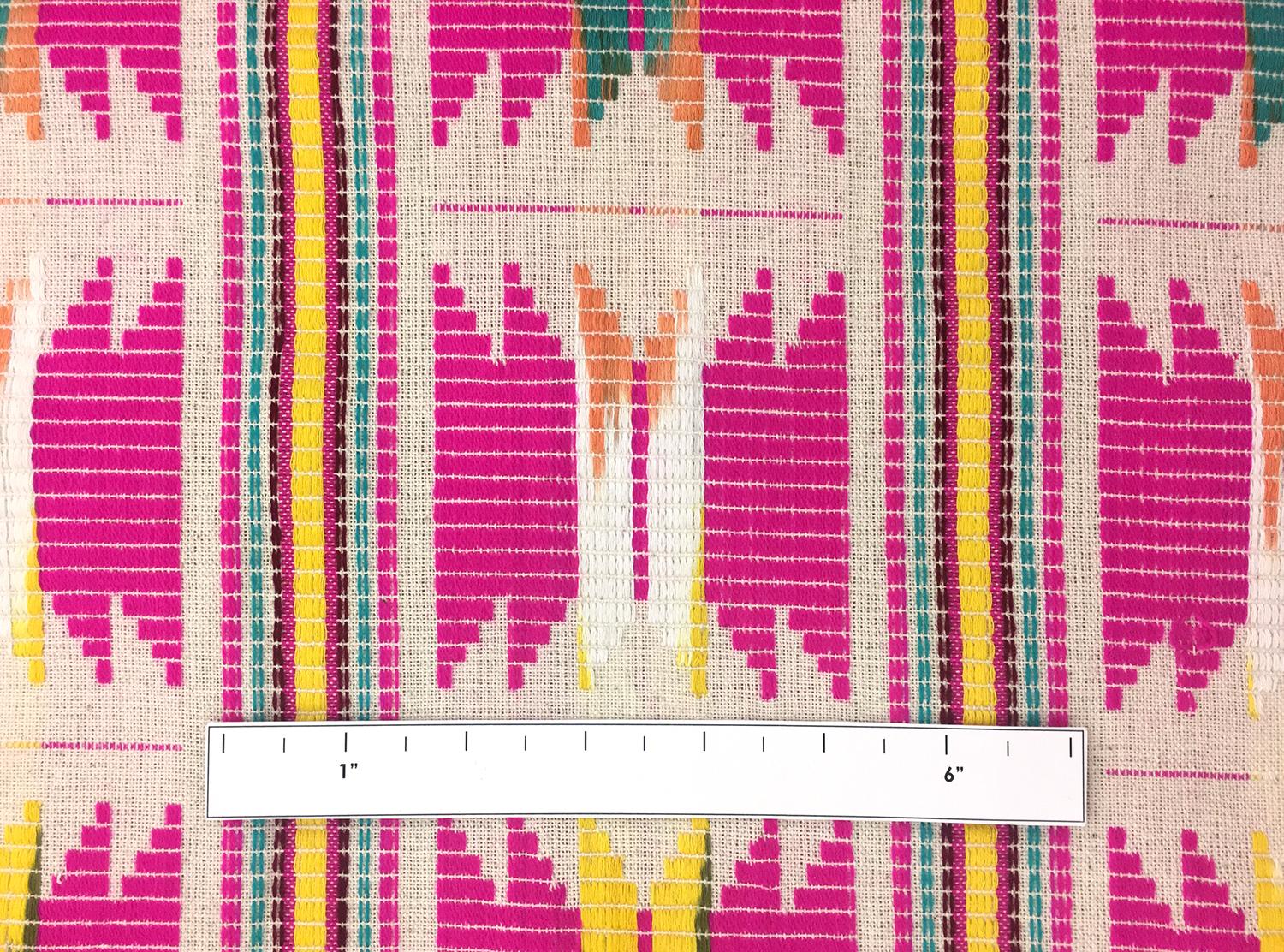 Cotton Native Stripe in Pink Yellow And Teal1