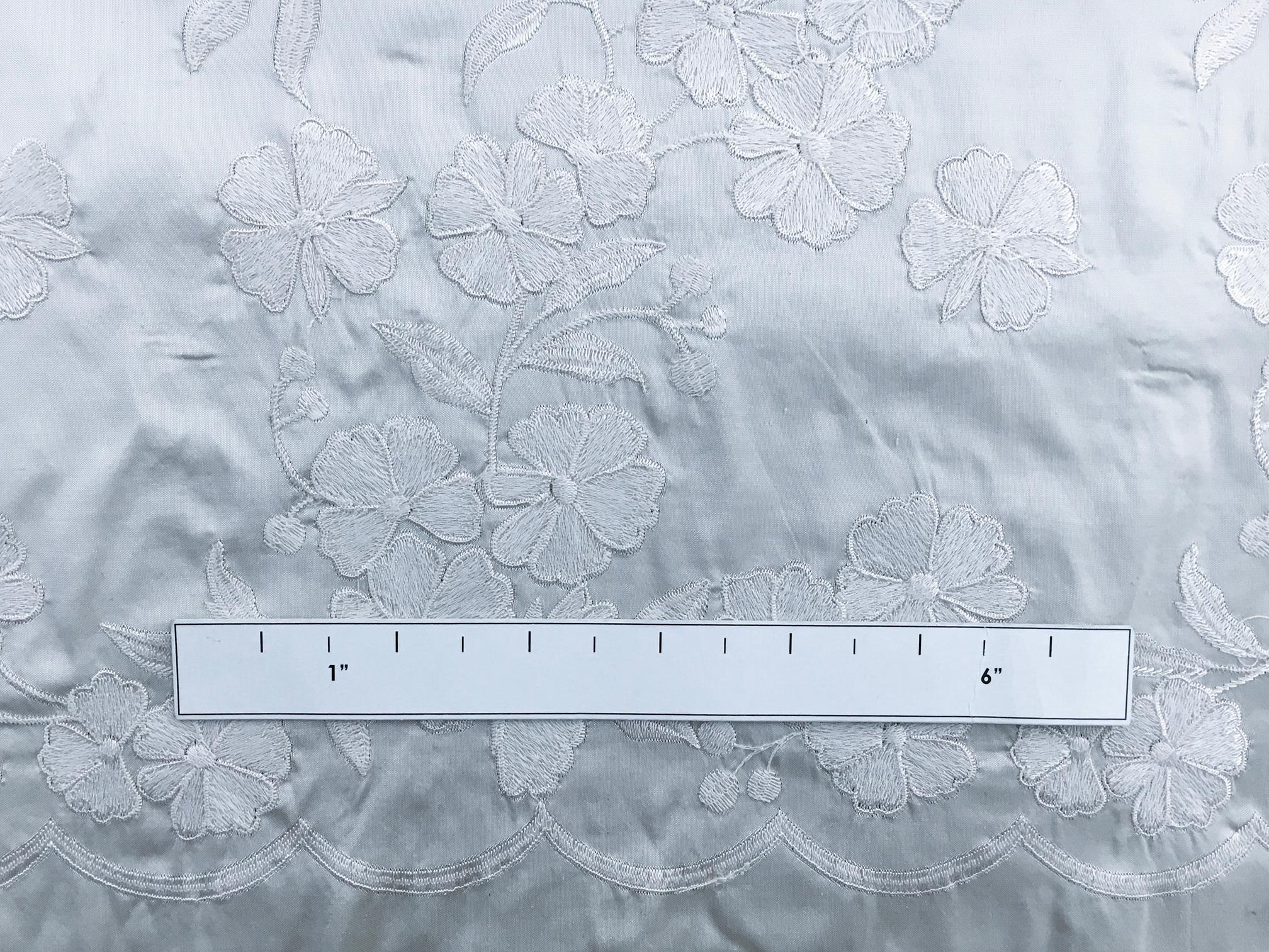 Silk Taffeta with an Embroidered Scallop and Floral Degradé1