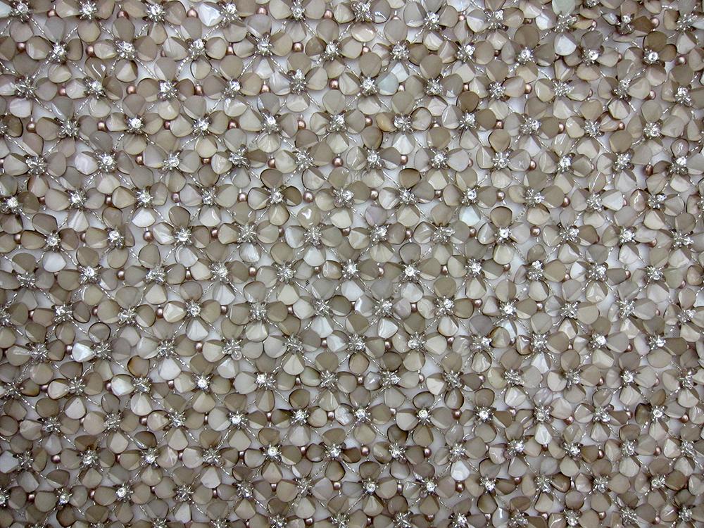 Hand Sewn Paillettes and Swarovski Crystals on Illusion0