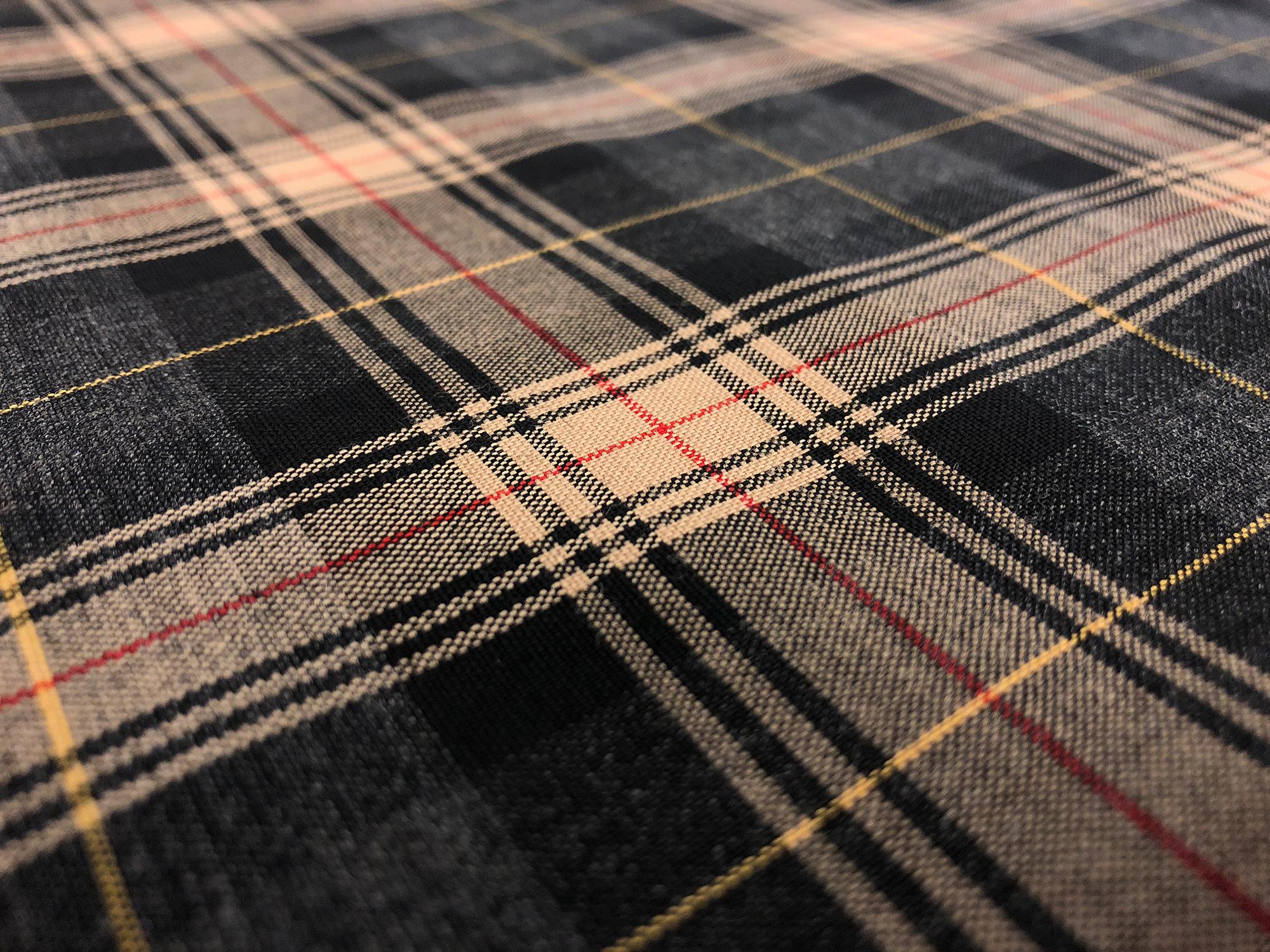 Black and Camel Brown Superfine Wool Tartan Plaid2