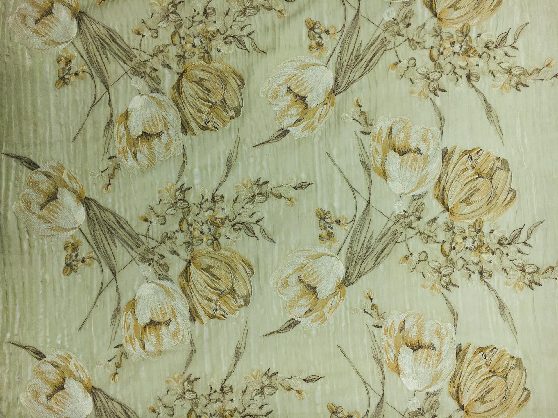 Detailed Floral Embroidery on Metallic Crinkle Silk 0