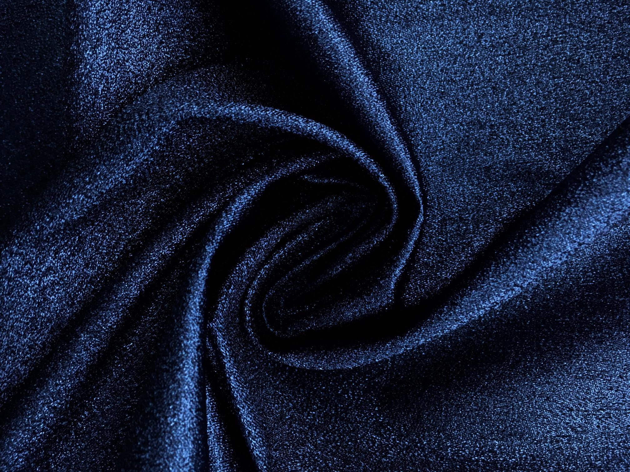 Silk Blend Metallic Crepe in Deep Blue0