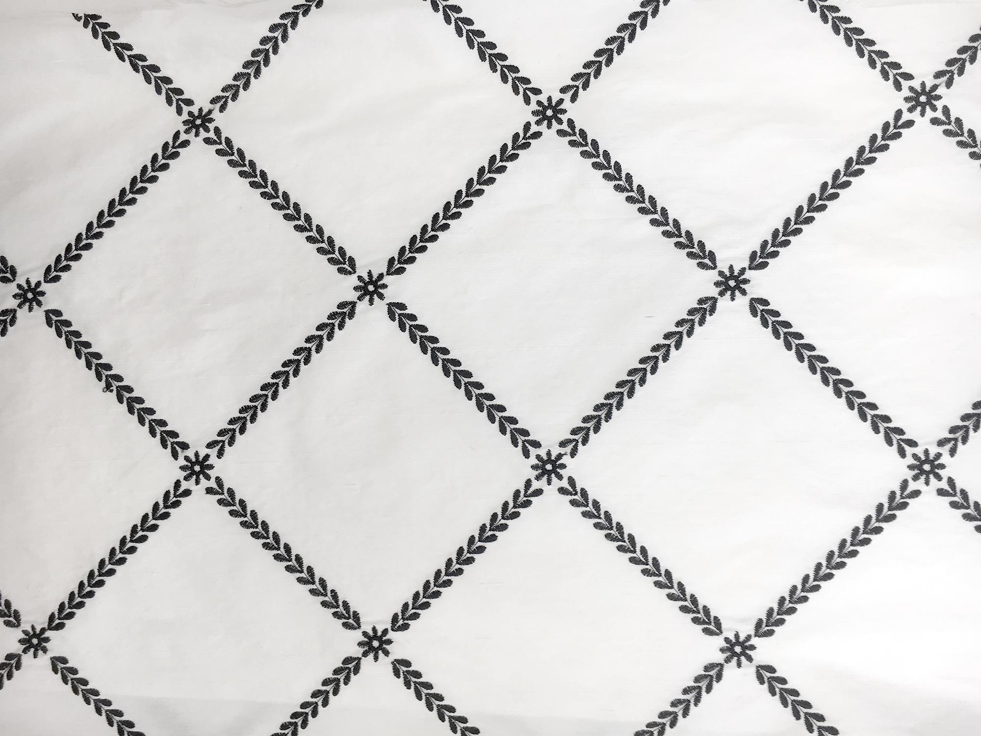 Embroidered Silk Shantung with Diamond Print0