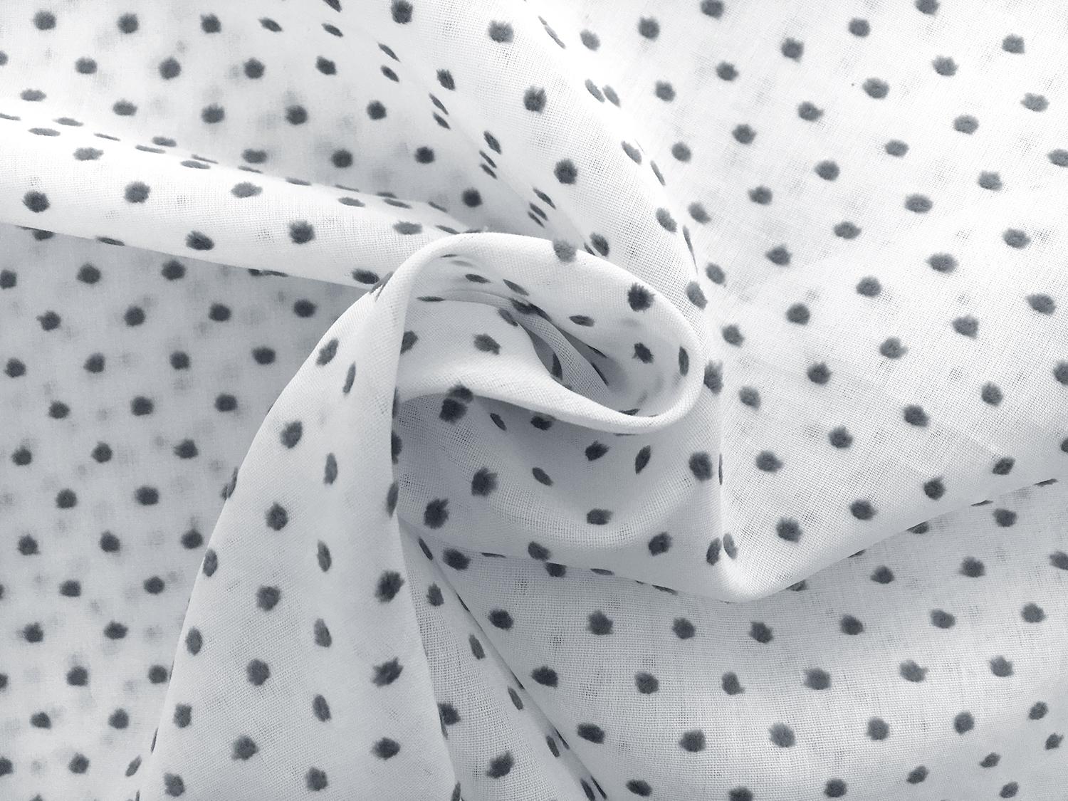 Swiss Cotton Plumetis in Grey on White1