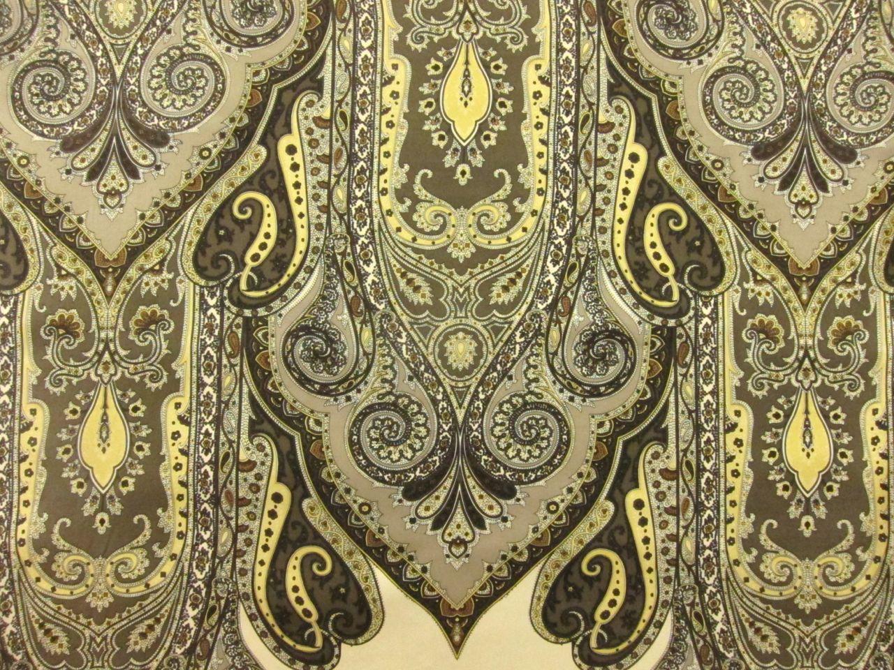 Printed Silk Paisley Charmeuse On Green Yellow
